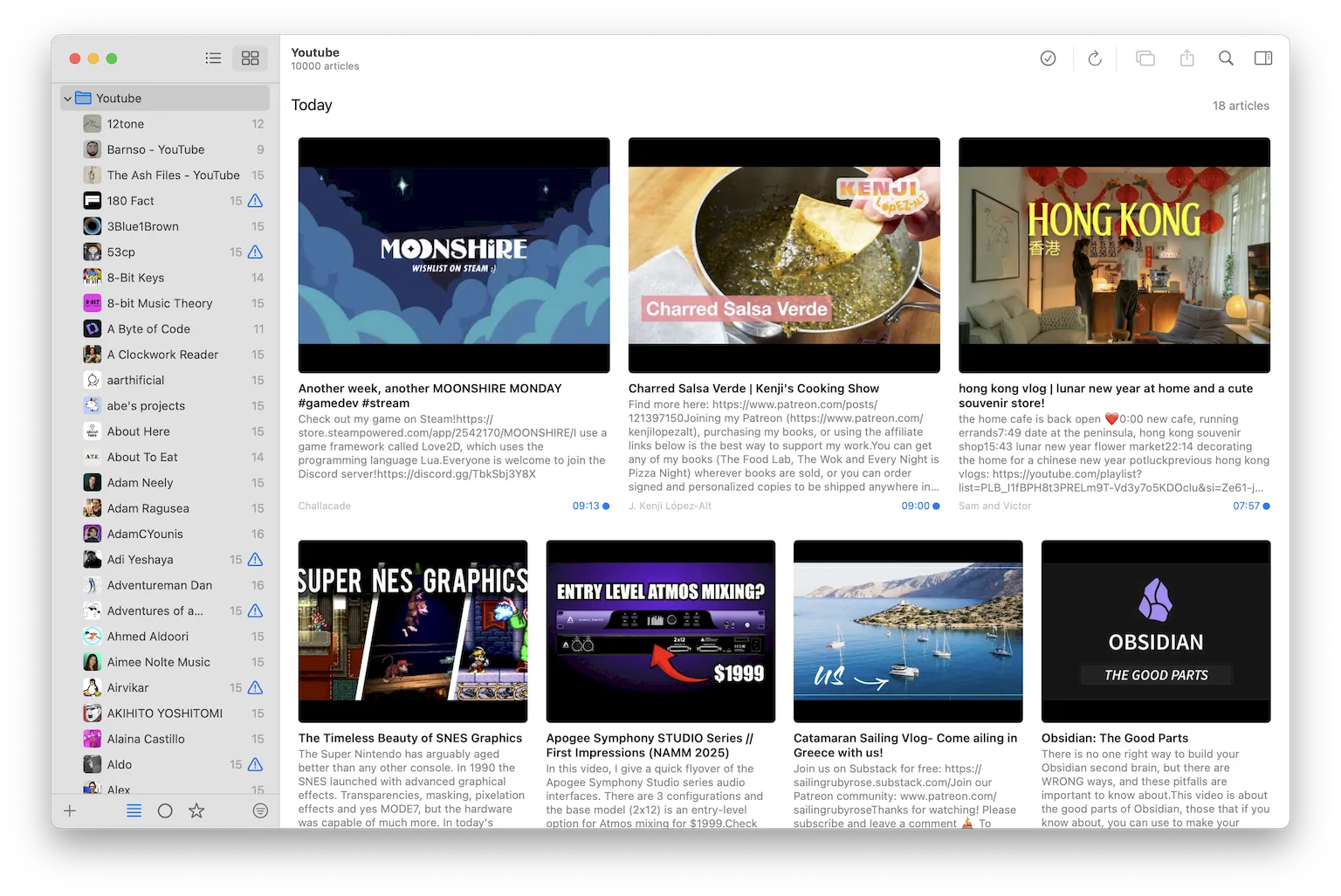 My YouTube subscriptions